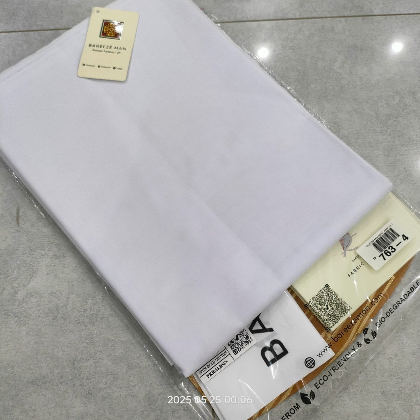 Bareeze Gents Soft Cotton-Pure White(763-4)